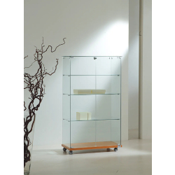 Vitrine d'exposition 80cm de large - 8/14VA - finition cerisier avec 3 tablettes amovibles et serrure