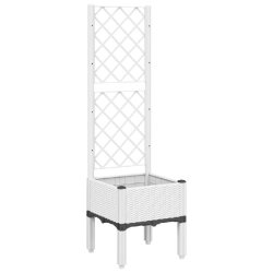 Helloshop26 - Jardinière bac lit surélevé plantes fleurs terrasse jardin avec treillis 40 x 40 x 142 cm PP blanc 02_0038290 - blanc 3000214154510