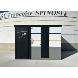 Cabine PMR avec mur urinoir disponible en version manuelle, semi-automatique ou automatique - réf. 2073