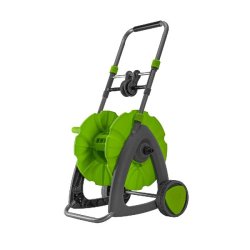 Chariot Dévidoir Tuyau d'Arrosage jusqu'à 45m 1/2" Enrouleur Tuyau Guide Poignée Télescopique Manivelle 2 roues Jardin VITO - vert plastique polyp