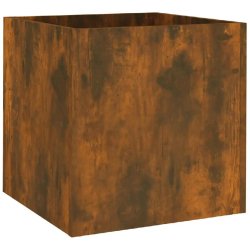 Helloshop26 - Jardinière en bois d'ingénierie 40 x 40 x 40 cm résistance humidité style moderne en chêne fumé - Bois massif 3000235280229