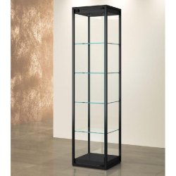 Vitrine T-Métal colonne 45x45xH190cm 2 spots LED - noir