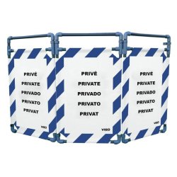 Barrière d'intervention 3 panneaux PVC ou Inox 304 - 1000 / PVC / Rayé Bleu / Blanc (Privé)
