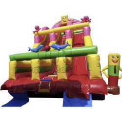 Toboggan aquatique L'éponge - structure géante 15x8x6,2m - 2 pistes rapides et sécurisées