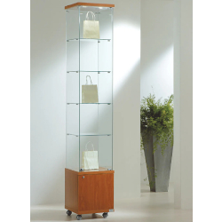 Vitrine colonne haute 4/22MVA - rangement avec 4 tablettes amovibles - couleur cerisier