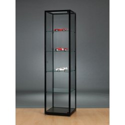 Vitrine colonne noire l 50 cm avec porte battante securisee
