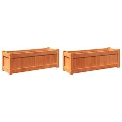 Helloshop26 - Jardinière bac lit surélevé plantes fleurs jardin terrasses lot de 2 cire bois de pin massif marron 02_0039066 - marron Bois massif 3