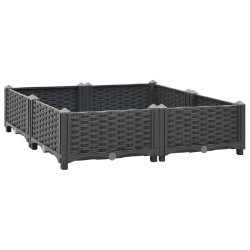 Helloshop26 - Jardinière lit surélevé plantes fleurs jardin 80 x 80 x 23 cm polypropylène gris foncé 02_0000951 - gris 3000072871536