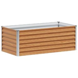 Helloshop26 - Jardinière surélevée design industriel extérieur 98 x 50 x 36 cm drainage optimal en acier galvanisé marron clair - marron acier 30