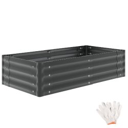 TecTake GmbH tectake Jardinière surélevée Salvia acier galvanisé carré potager ergonomique fond ouvert gris 120x60x30cm 200L bac jardinage - gris