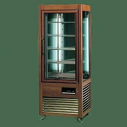 Vitrine d'exposition positive 4 faces vitrées - Saloon 500R - 500 litres, 6 plateaux pivotants en cristal