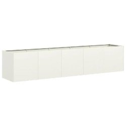 Helloshop26 - Jardinière rectangle design moderne extérieur 200 x 40 x 40 cm avec drainage efficace en acier laminé à froid blanc 02_0051472 02_00
