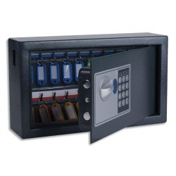 Pavo - Armoire à clés électronique gris foncé - 20 clés - Dimensions L34,7 x H20,5 x P14,7 cm