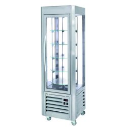Vitrine réfrigérée PANORAMIQUE INOX 5 plateaux rotatifs - 600 x 630 x 1850 mm - 360 LT - 230V/1/50HZ