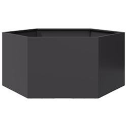 Helloshop26 - Jardinière bac lit surélevé plantes fleurs terrasse jardin hexagone 104 x 90 x 45 cm acier noir 02_0038632 - noir acier 3000217877058