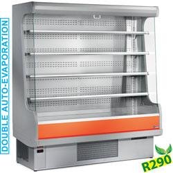 Mural réfrigéré ventilé avec groupe EM10-G/C1-R2 - libre service - tôle plastifiée et inox - 4 tablettes réglables