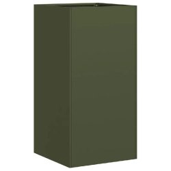 Helloshop26 - Jardinière moderne à fond ouvert 40 x 40 x 80 cm pour balcon jardin robuste en acier laminé à froid vert olive 02_0051495 02_0051495