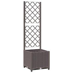 Helloshop26 - Jardinière bac lit surélevé plantes fleurs terrasse jardin avec treillis 40 x 40 x 136 cm PP marron 02_0038288 - marron 3000214189925