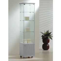 Vitrine colonne 4/18LMVA - rangement, éclairage, 3 tablettes amovibles - gris