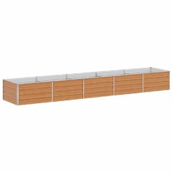 Helloshop26 - Jardinière surélevée design industriel terrasse 400 x 80 x 45 cm facile à entretenir en acier galvanisé marron clair 02_0059026 - m