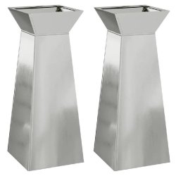 Helloshop26 - Lot de 2 jardinières à pilier design moderne extérieur 40 x 40 x 100 cm en matériaux durables argent 02_0052421 - 3000237409642