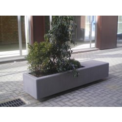 Jardinière Gandhi en béton blanc et gris avec ciment de tampon vert -35% CO2 - Marbre ou carrière concassée - Livraison sur devis