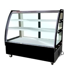 Romux® Vitrine Réfrigérée Pâtisserie sur Pied avec 2 Étagères Verre Courbé Noir 300 Litres Ventilée | Vitrines Professionnelles - 8435811806909