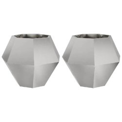 Helloshop26 - Lot de 2 jardinières rectangulaires pour balcon jardin 75 x 75 x 60 cm en acier inoxydable argent 02_0053113 02_0053113 - inox 30002377