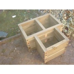Bacs à fleurs 3 compartiments - 22 litres - bois 4 cm - origine forêt Auvergnate
