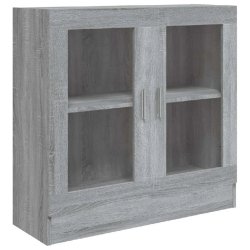 Helloshop26 - Armoire à vitrine classique épurée 82,5 x 30,5 x 80 cm avec 2 compartiments design en bois d'ingénierie gris 02_0048214 - gris verre