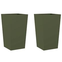 Helloshop26 - Jardinière bac lit surélevé plantes fleurs jardin terrasses lot de 2 olive 45 x 45 x 75 cm acier vert 02_0039085 02_0039085 - vert ac