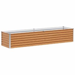 Helloshop26 - Jardinière surélevée 195 x 50 x 36 cm drainage optimal style industriel jardin extérieur en acier galvanisé marron 02_0059031 - mar