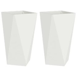 Helloshop26 - Lot de 2 jardinières modernes pour extérieur 40 x 40 x 75 cm en acier blanc - blanc acier 3000237713503