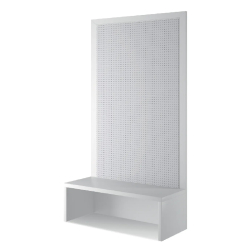 Vitrine d'exposition 120/BVA - Présentoir mural en bois avec grille et base ouverte, 120x46x218 cm