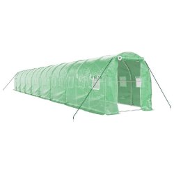 Helloshop26 - Serre tente abri plante fleur légumes avec cadre en acier 32 m² 16 x 2 x 2 m vert 02_0044574 - vert acier 3000220257359
