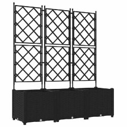 Helloshop26 - Lot de 3 cache-pots de jardin moderne 120 x 40 x 143 cm durable minimaliste en acier noir 02_0058538 - noir acier 3000240647178