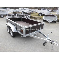 Remorque polyvalente Lider en bois freinée - 2 essieux - PTAC : 1300 kg - 251 x 133 cm - Référence 41480