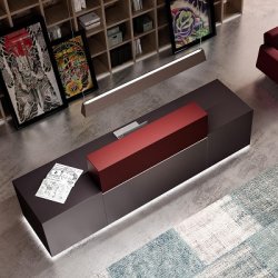 Banque d'accueil Quadrifoglio Z1 - haut de gamme, contemporaine, tons pourpre et chocolat