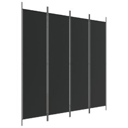 Décoshop26 - Paravent séparateur de pièce cloison 4 panneaux 200 x 200 cm tissu noir et fer DEC030906 - noir 3000258187147