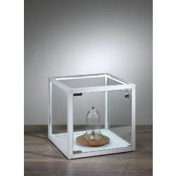 Vitrine cloche KL33VA - aluminium anodisé - cube 33 cm - verre trempé avec serrure et pieds réglables