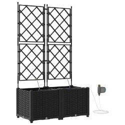Helloshop26 - Lot de 2 cache-pots de jardin 80 x 40 x 142 cm pratiques avec système d'irrigation style moderne en acier noir 02_0058549 - noir acier