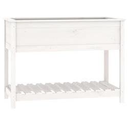 Helloshop26 - Jardinière bac lit surélevé plantes fleurs terrasse jardin avec étagère 111,5 x 54 x 81 cm bois massif de pin blanc 02_0038386 - bl