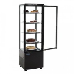Vitrine ventilée positive 235 Litres, 4 faces vitrées, noire, 250 W, 220 V - MONO