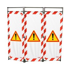 Barrière d'intervention 3 panneaux PVC ou Inox 304 - 1800 / INOX 304 / Attention