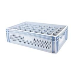 GILAC Caisse de transport pour verres 66 mm de diamètre - 40 verres - 4 formats - 33 L - Gris G617040 - gris 3573678700659