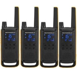 Motorola TLKR T82 Extreme Quad - Pack de 4 talkies-walkies sans licence, étanches, 10 km de portée, autonomie 16h