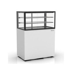 Vitrine neutre INTEGRA sur base haute - 1000 mm - 3 niveaux - H1400 mm - IN100/50-140N | Sayl Barcelona- Accès arrière - blanc 674005070346