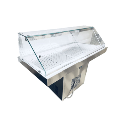 Etal à poissons en froid statique - Comptoir réfrigéré service traditionnel avec LED, 4 roues et kit fermeture arrière