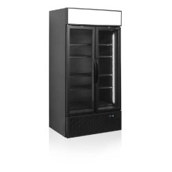 Vitrine réfrigérée noire 2 porte avec caisson positive - 1000 x 790... - FSC1000H BLACK