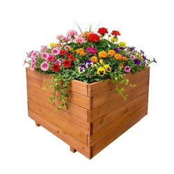 IvoQ Jardinière en Bois pour Extérieur - Carré 60x60x45 cm - Bois de Sapin Massif FSC - Bac à Fleurs Résistant aux Intempéries Jardin & Terrasse